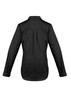 A women's lightweight long sleeve shirt in black, featuring a fitted back design and a classic collar.