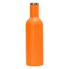 A drink bottle in a vibrant orange colour with a stainless steel lid and a sleek design.