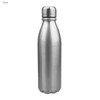 A drink bottle made from shiny aluminium, featuring a sleek silver design and a cap.