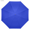 A royal blue inverted umbrella with an octagonal design, featuring a central button and no visible logos.