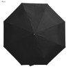 A black Windsor umbrella with a sleek, octagonal design and a central button. It features a logo on the handle.