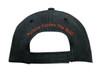 A dark grey cap with a back closure and an embroidered logo in orange.