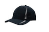 A black cap made from breathable poly twill featuring a small check pattern and a logo.