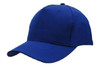 A blue breathable poly twill cap with a curved brim and a plain design. It features a logo on the front.