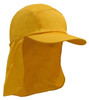 A yellow Poly Cotton Legionnaire Cap featuring a wide brim and neck flap, designed for sun protection.
