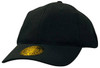 A black cap featuring double pique mesh fabric and dream fit styling, with a logo on the front.