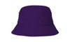 A purple infants bucket hat with a wide brim and a simple design, featuring a logo.