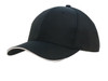 A black sports cap with sandwich trim and a logo, featuring a classic curved brim design.