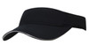 A black brushed heavy cotton visor with a contrasting trim and an adjustable strap at the back.
