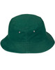 A green H/B/C bucket hat featuring a rounded crown and a wide brim, with metal snap details.