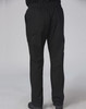 Men's functional chef pants in black, featuring a relaxed fit and side pockets, displayed from the back.