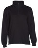 A black half-zip fleece jumper featuring a high collar and long sleeves. Includes a logo.