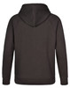 A dark brown men's fleecy hoodie featuring a hood and long sleeves. Includes a logo on the back.