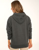 A grey fleecy hoodie with a close front and a hood, featuring long sleeves and a relaxed fit.