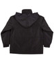 A black kids' contrast jacket with a hood, featuring a simple design and a logo.