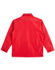 A red sport/racing jacket featuring a simple design and a logo on the back.