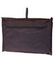 A black spray jacket for kids, featuring a zippered pocket and a hanging loop for storage.