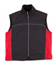 A men's 3-in-1 jacket featuring a black body with red side panels and reflective detailing. It has a zip closure and a high collar.