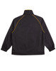 A black track jacket featuring yellow piping along the seams and elasticated cuffs. It has a branded logo.
