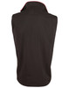 A black ladies' softshell contrast vest featuring a high collar and a logo on the back.