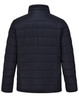 A men's sustainable insulated puffer jacket in dark navy, featuring a 3D cut design and a logo.