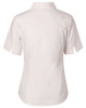 A light-coloured women's short-sleeve button-up cotton/poly stretch shirt with a simple back design.