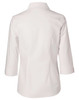 A women's fine twill button-up shirt in white, featuring 3/4 sleeves and a classic collar.