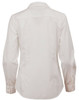 A white ladies' button-up shirt featuring a dobby stripe design and long sleeves, with a plain back view.