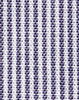 A close-up of a fabric featuring fine stripes in navy and white, suitable for a button-up shirt.