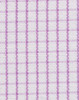A close-up of fabric featuring a mini check pattern in white and light purple.