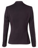 A black women's one button cropped jacket with a fitted silhouette and single-button closure at the back.