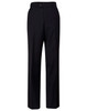 Men's black wool blend pants with a flexi waist, featuring a straight leg design and button closure.