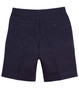 Men's chino shorts in navy blue with a classic cut and two back pockets, featuring a logo on the waistband.