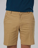 Men's stretch cotton chino shorts in a light tan colour. Features a logo on the right side.