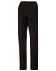 Black slim leg pants with a flexi waist, featuring a back pocket and a simple design. Includes a logo.