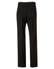 Women's low rise slacks in black wool stretch, featuring a straight leg design and back pockets.