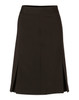 A women's pleated skirt in dark brown wool stretch, featuring a simple design and a hidden logo.