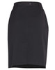 A black utility cargo skirt featuring front pockets and a waistband with a button closure.