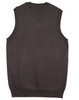 A dark grey women's V-neck vest with sleeveless design and ribbed detailing at the hem. It features a logo.