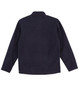 A dark navy polar fleece jacket with a full zip and a plain back. Features a branding logo.