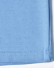 A blue traditional poly/cotton pique knit long sleeve polo shirt with a hem detail and a logo.