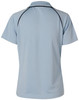 A light blue Men's Cooldry raglan short sleeve polo shirt featuring contrast piping and a logo.