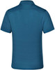 A short-sleeved polo shirt in a deep teal colour, featuring a collar and a logo on the back.
