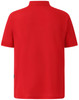 A bright red men's polo shirt with a classic collar and short sleeves, featuring a logo.