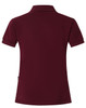 A maroon polo shirt for ladies featuring a classic collar and short sleeves. It has a branding logo on the side.
