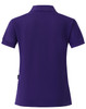 A purple ladies' polo shirt featuring a collared neckline and short sleeves, with a brand logo at the hem.