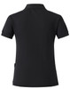 A grey ladies' polo shirt with a classic collar and short sleeves, featuring a branding logo.