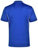 A blue Men's Cooldry S/S Contrast Interlock Polo shirt featuring white accents and a logo.
