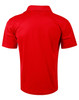 A red men's polo shirt in a solid colour with a classic collar and short sleeves. It features a logo on the chest.