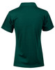 A short-sleeve polo shirt in green, featuring a classic collar and smooth texture, with a logo on the back.